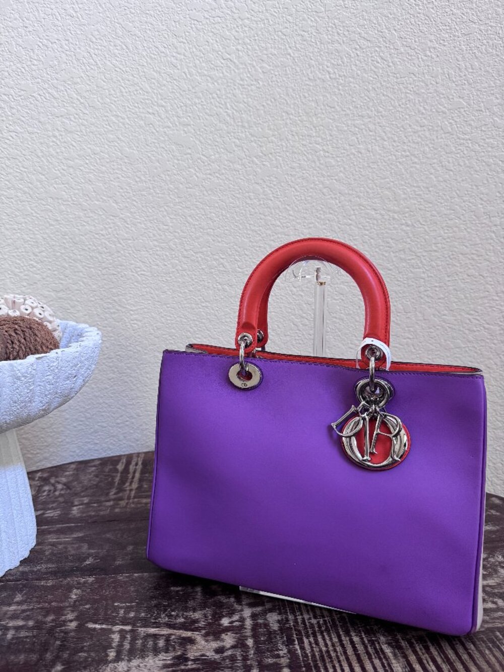 Dior Diorissimo Purple Leather Tote Shoulder Bag Authentic + COA